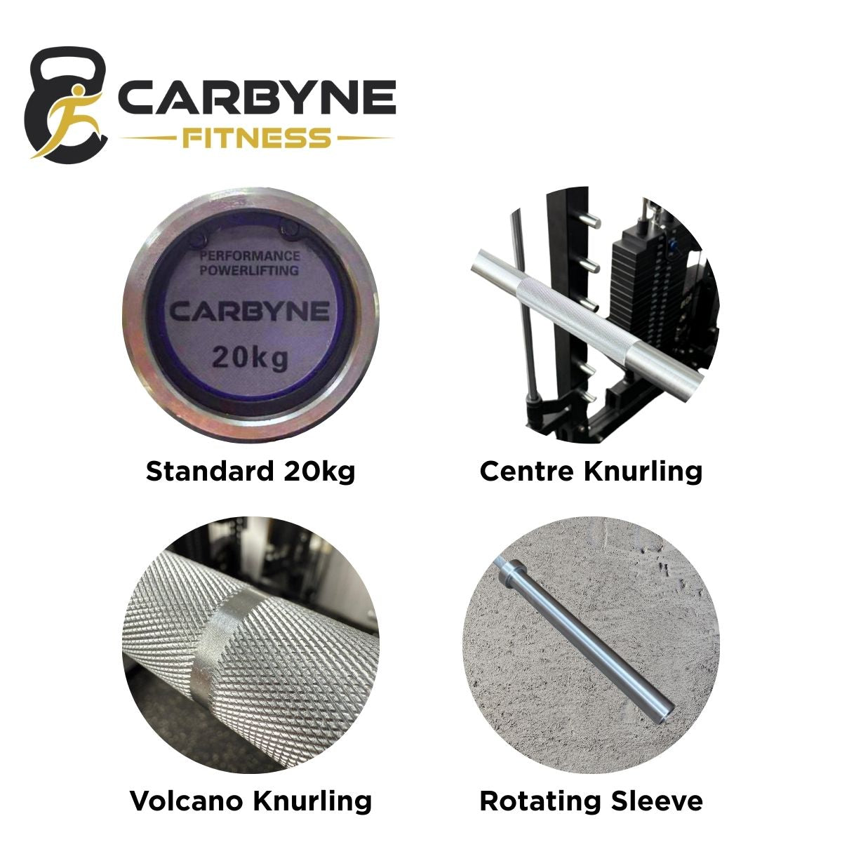CARYBNE 2.2m Powerlifting Squat Bar