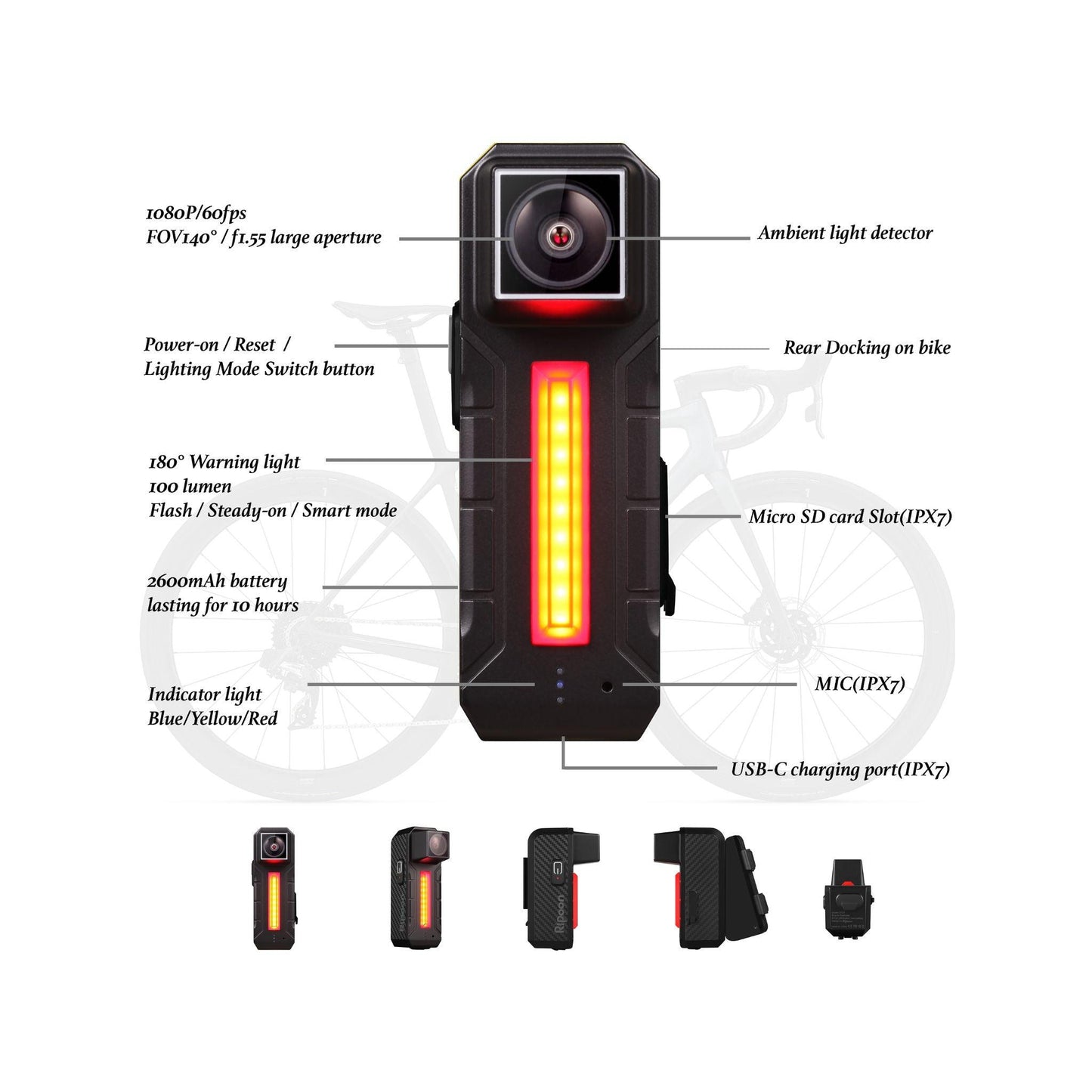 Bikers.SG Ripoon Q100 Bike Safety Camera and Light - Bikers.SG