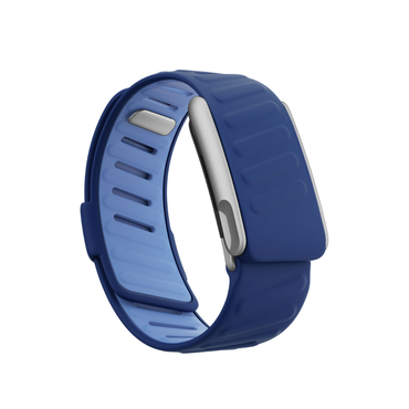 HOOP 5.0 and MG OEM SportFlex silicone replacement band in Blue – matte stainless-steel ECG frame – Bikers.SG Singapore