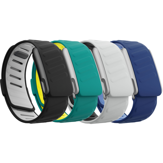 WHOOP 5.0 and MG OEM SportFlex silicone replacement band in Black Green Grey and Blue – matte stainless-steel ECG frame – Bikers.SG Singapore