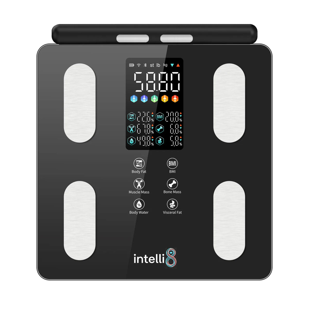 Front display on the intelli8 Body Composition Scale