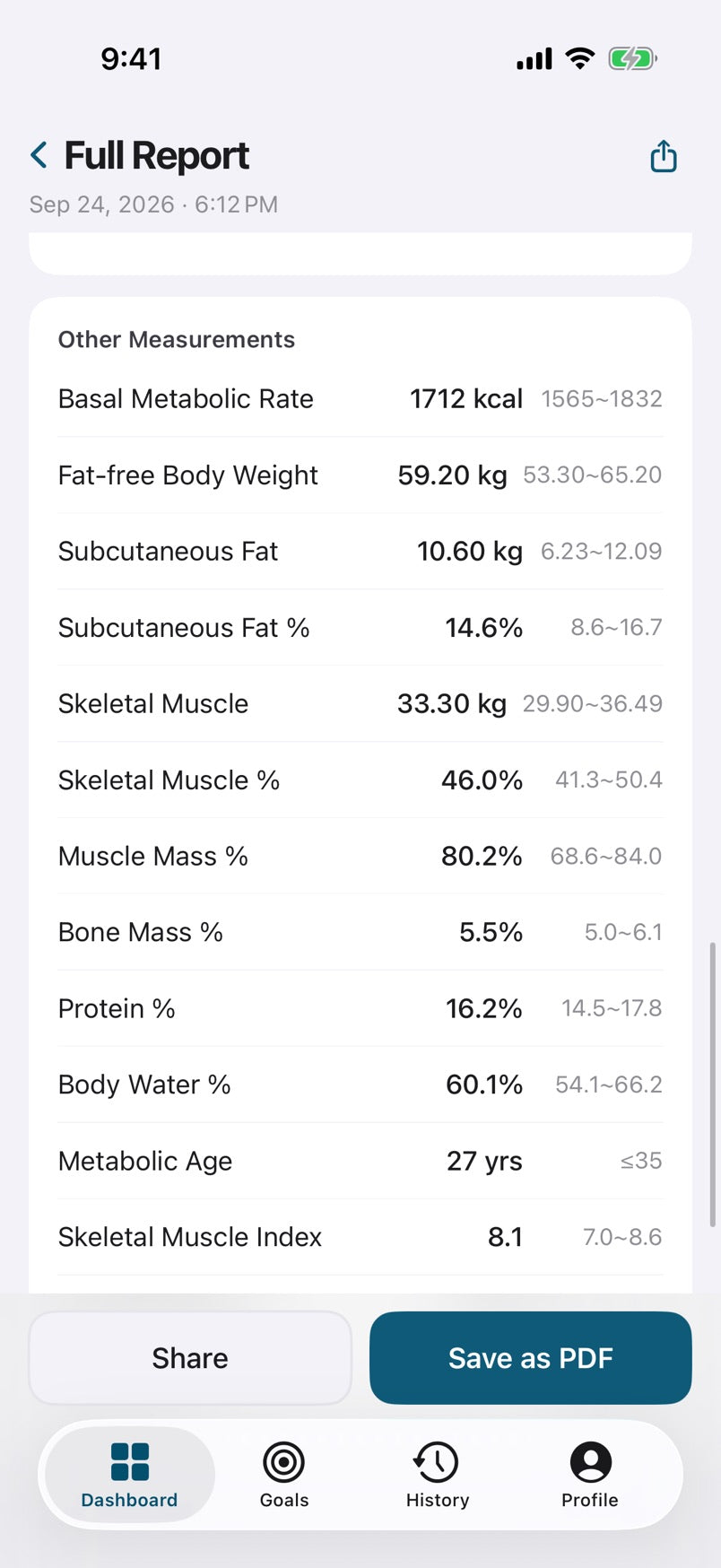 Detailed report screen in the intelli8 App