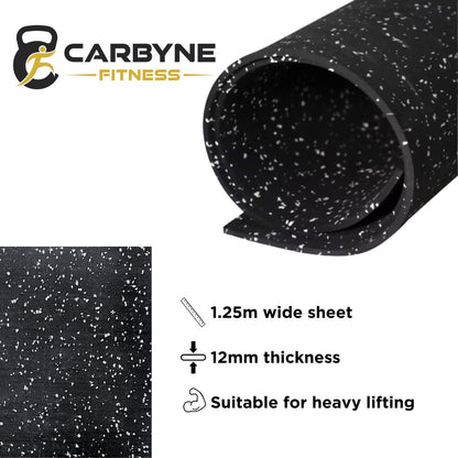 CARBYNE High Density 12mm Black Rubber Floor Mat (15% EPDM White Flecks)