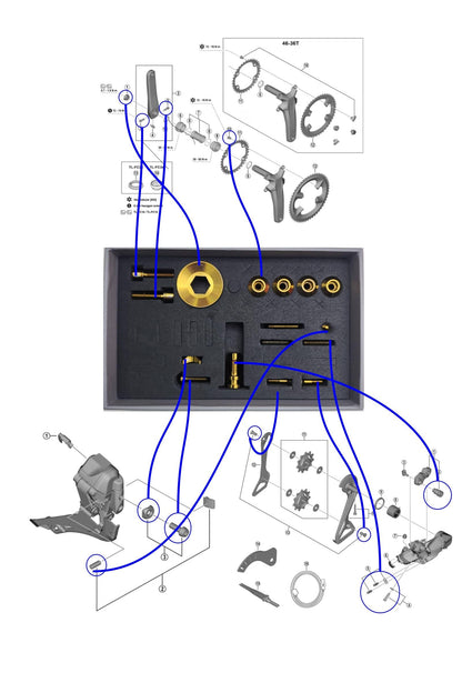 Shimano Dura-Ace R9270, Ultegra R8170, 105 R7170 Titanium Upgrade Kit