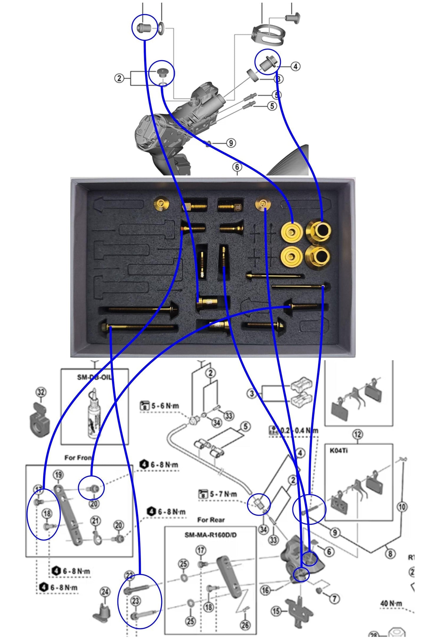 Shimano Dura-Ace R9270, Ultegra R8170, 105 R7170 Titanium Upgrade Kit