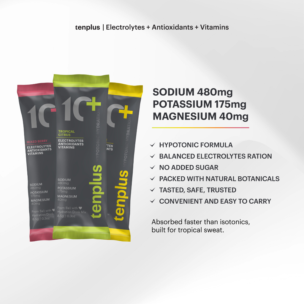 Tenplus hypotonic electrolyte drink mix – 6 flavours variety pack for sports & cycling