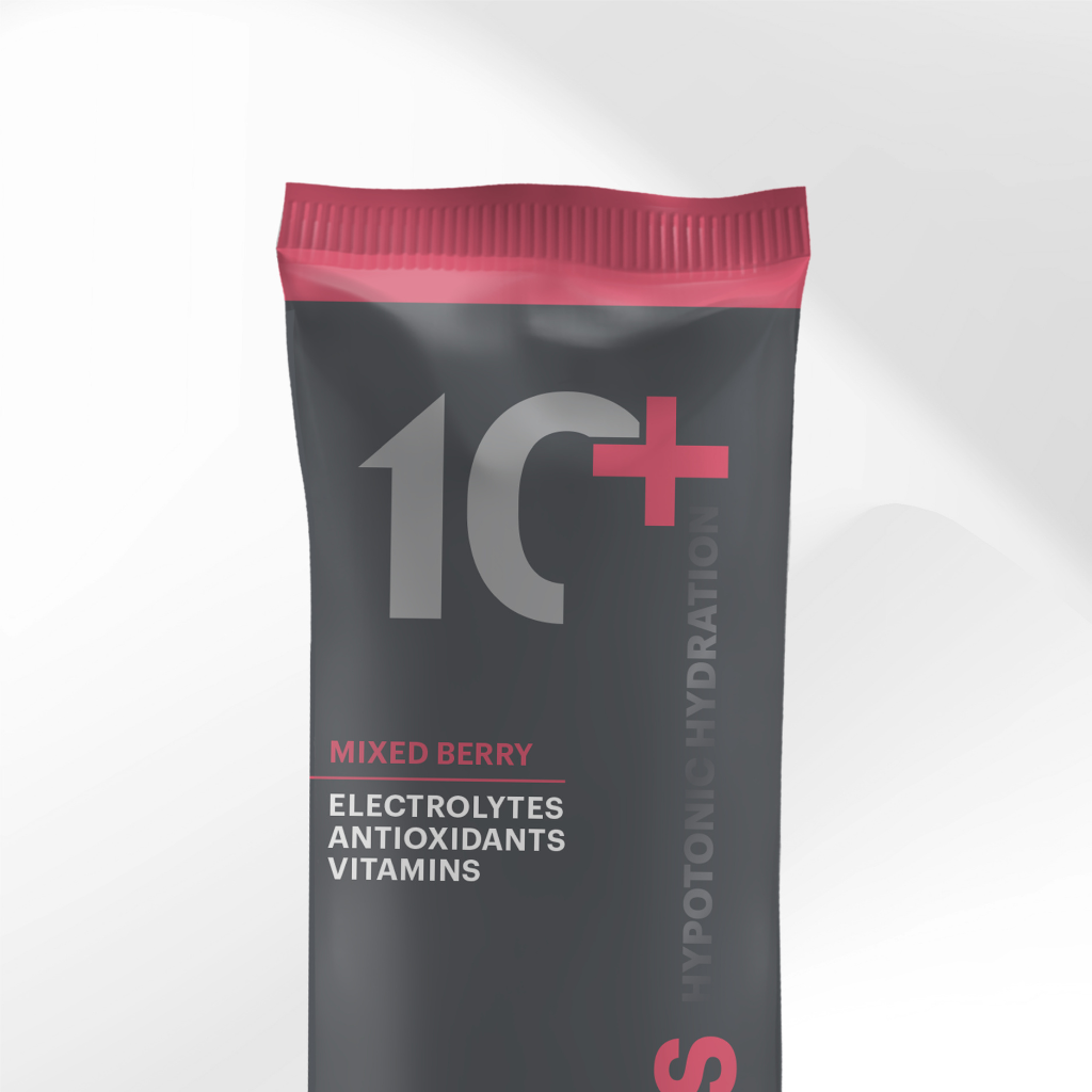 Tenplus Mixed Berry hypotonic hydration drink sachet, electrolyte mix for runners, cyclists and endurance athletes