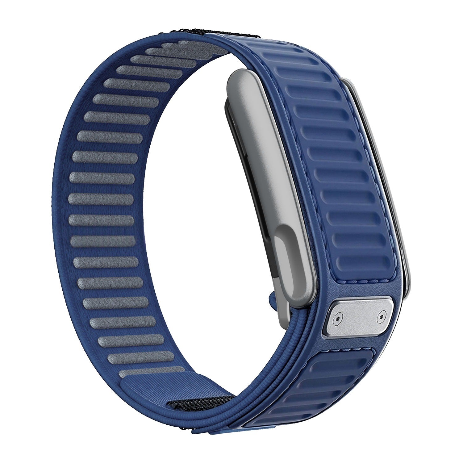 A rugged WHOOP Navigator OEM Replacement band in Blue with grey accents on the inner side shown on a white background - Bikers.SG