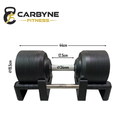 CARBYNE 415 325 235 Black Adjustable Dumbbell (1.5kg increments, from 4kg to 41.5kg)