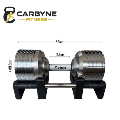 CARBYNE 415 325 235, world's best adjustable dumbbell (1.5kg increments, from 4kg to 41.5kg, similar to Trulap dumbbells)