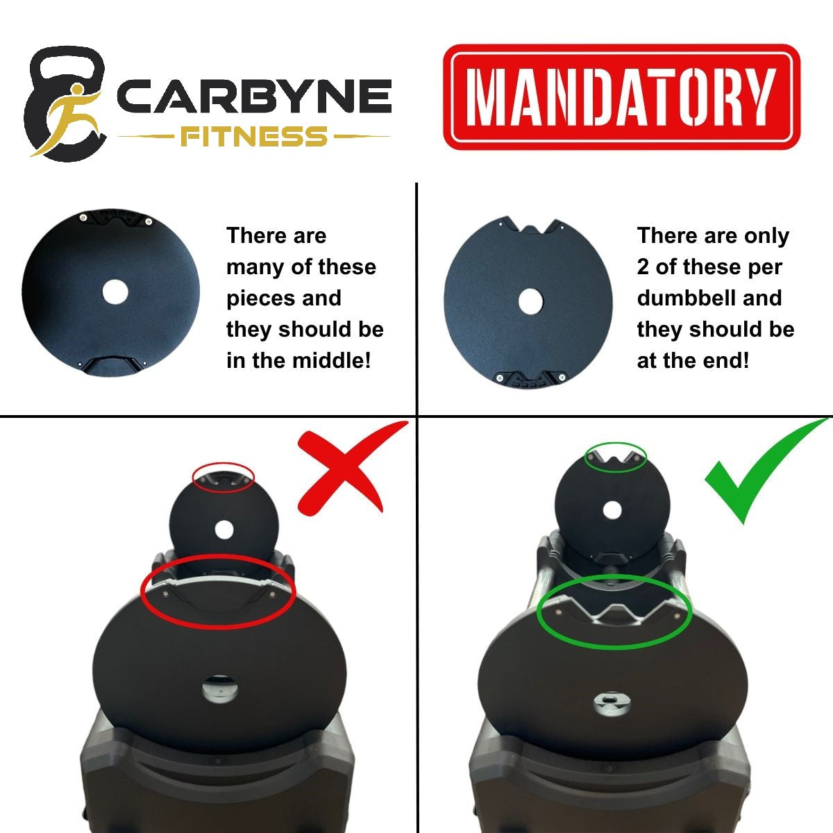 CARBYNE 415 325 235 Black Adjustable Dumbbell (1.5kg increments, from 4kg to 41.5kg)