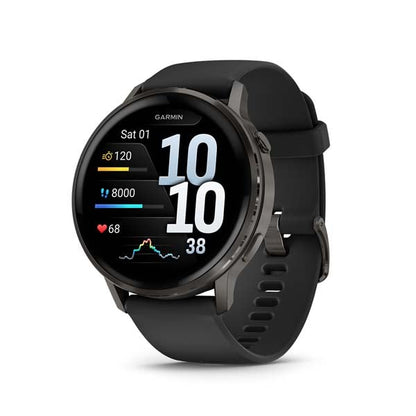 Garmin Venu 4 45 mm smartwatch, Slate with Black silicone band